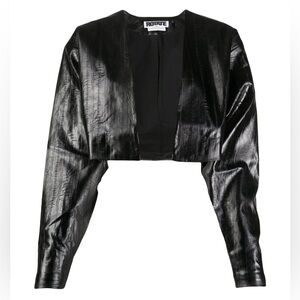 Rotate Birger Christensen Cropped Vegan Leather Jacket, Black, size 2